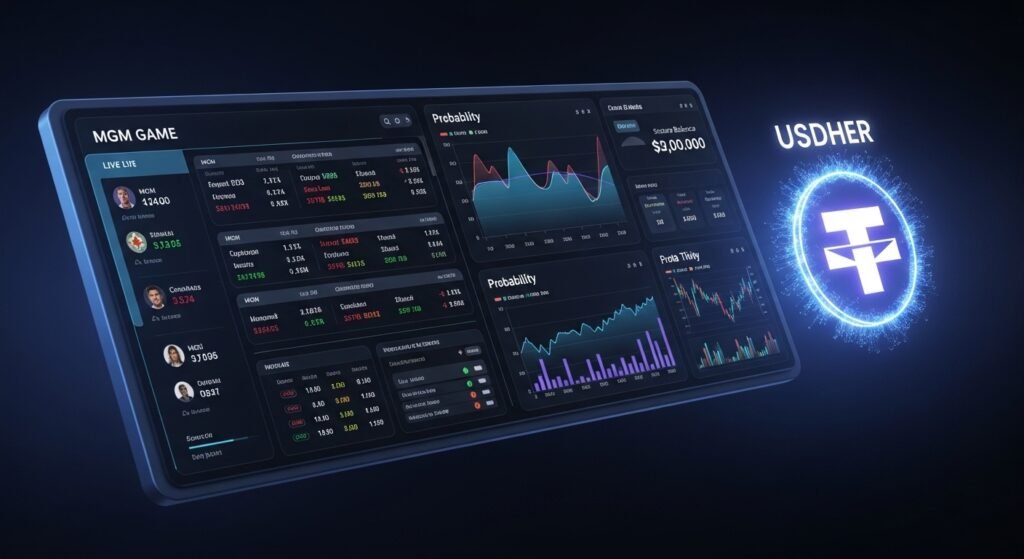 실시간 게임 분석 차트와 테더 잔액이 표시된 전문 게이밍 대시보드