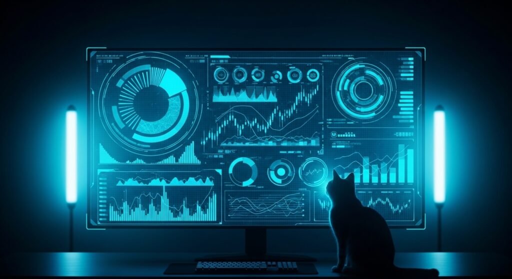 실시간 게임 데이터와 통계치를 보여주는 현대적인 분석 대시보드